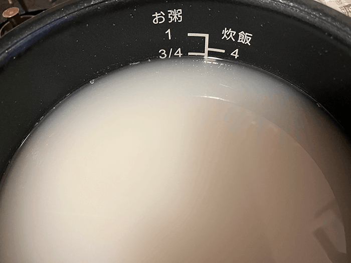 お米を炊く時の水分量の画像