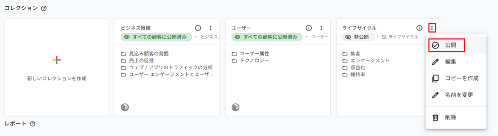 ライフサイクルの公開設定をしている