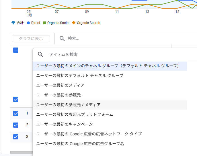 分析結果表示の切り替え